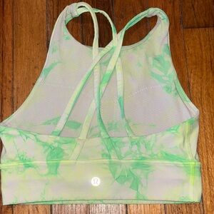 lululemon athletica Neon Green Tie-Dye Strappy Sports Bra